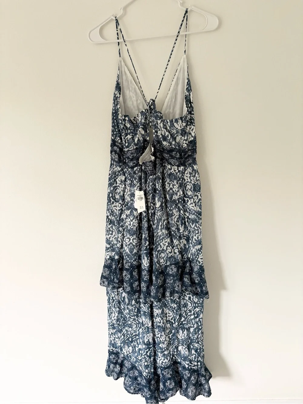 Abercrombie & Fitch Blue Paisley Bra-Free Tie Back Spaghetti Strap Maxi Dress XL